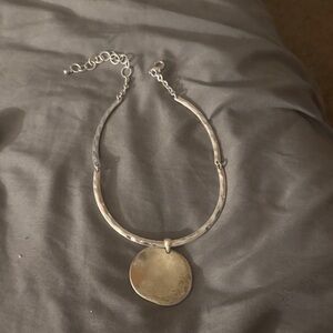 Source Unknown Silver Necklace with Gold Disc